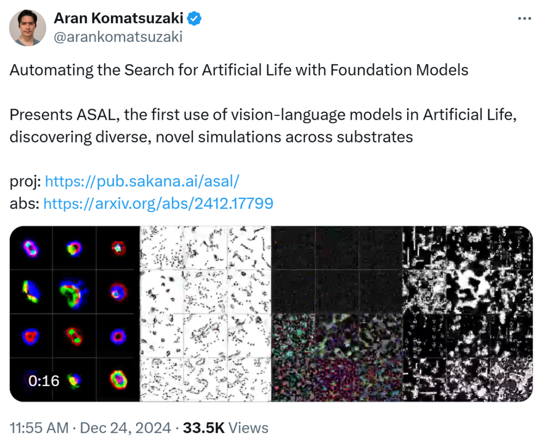 首次！大模型自动搜索人工生命，做出AI科学家的Sakana AI又放大招